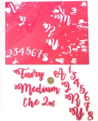 Paku Malzeme - Calligraphy Stamp Alphabet FAIRY MEDIUM +mini emboss block