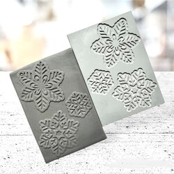 Paku Malzeme - Texture Rubber Sheet SET of SNOWFLAKES-3; 10*7 cm