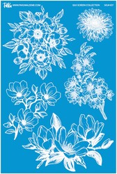 Paku Malzeme - Mesh Stencil Ceramic Col. Flowers Set-3 (31*22 cm)