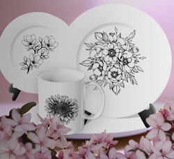 Mesh Stencil Ceramic Col. Flowers Set-3 (31*22 cm) - Thumbnail