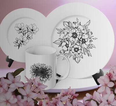 Mesh Stencil Ceramic Col. Flowers Set-3 (31*22 cm)