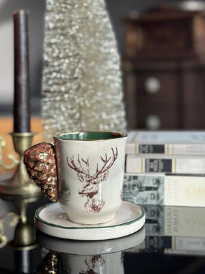 Mesh Stencil Ceramic Cup Col. Christmas Elements-1; 20*10 cm