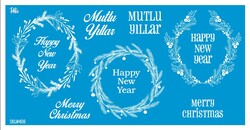 Paku Malzeme - Mesh Stencil Ceramic Cup Col. Christmas Frame Wreath; 20*10 cm