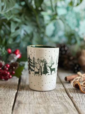 Mesh Stencil Ceramic Cup Col. Reindeer Forest; 30*10 cm