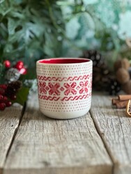 Paku Malzeme - Mesh Stencil Ceramic Cup Col. Snowflakes Knit; 30*10 cm (1)