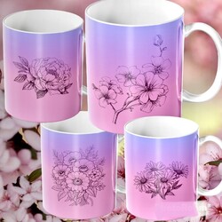 Paku Malzeme - Mesh Stencil Ceramic Cup Col. Spring Florals (1)