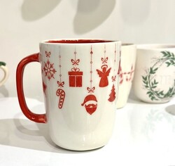 Paku Malzeme - Mesh Stencil Ceramic Mug Col. Christmas Garland & Border; 30*10 cm (1)