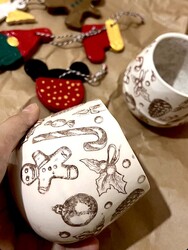 Mesh Stencil Ceramic Mug Col. Gingerman & Ornaments; 30*10 cm - Thumbnail