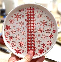 Paku Malzeme - Mesh Stencil Ceramic Mug Col. Snowflakes; 30*10 cm (1)