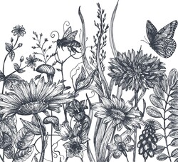 Paku Malzeme - Mesh Stencil Crystal Coll.; Flower Garden-4 (38*15 cm) (1)