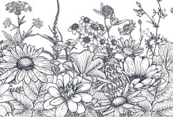 Paku Malzeme - Mesh Stencil Crystal Coll.; Flower Garden-5 (38*12 cm) (1)
