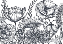 Paku Malzeme - Mesh Stencil Crystal Coll.; Poppies Garden (35*15 cm) (1)