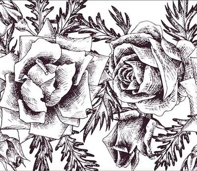 Mesh Stencil Crystal Collection; Roses Garland (36*14 cm)