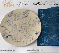 Paku Malzeme - Mesh Stencil Crystal Collection; Magnolia (21*21 cm) (1)