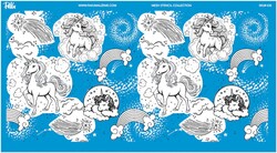 Paku Malzeme - Mesh Stencil Crystal Collection; Unicorn Parade (38*19cm)