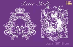 Mesh Stencil; Retro Skulls - Thumbnail