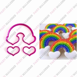 Paku Malzeme - 3D-plastic cutter Rainbow Hearts; 10 cm