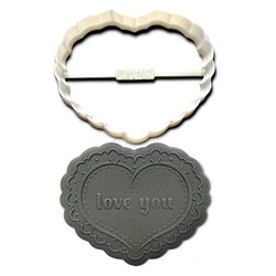 Paku Malzeme - Plastik kesici kalıp Quilted Heart; 8,3*6,8 cm