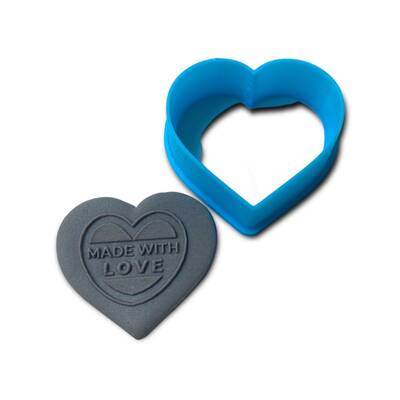 Plastik mini kalıp Flat Heart; 3,4*3,7 cm