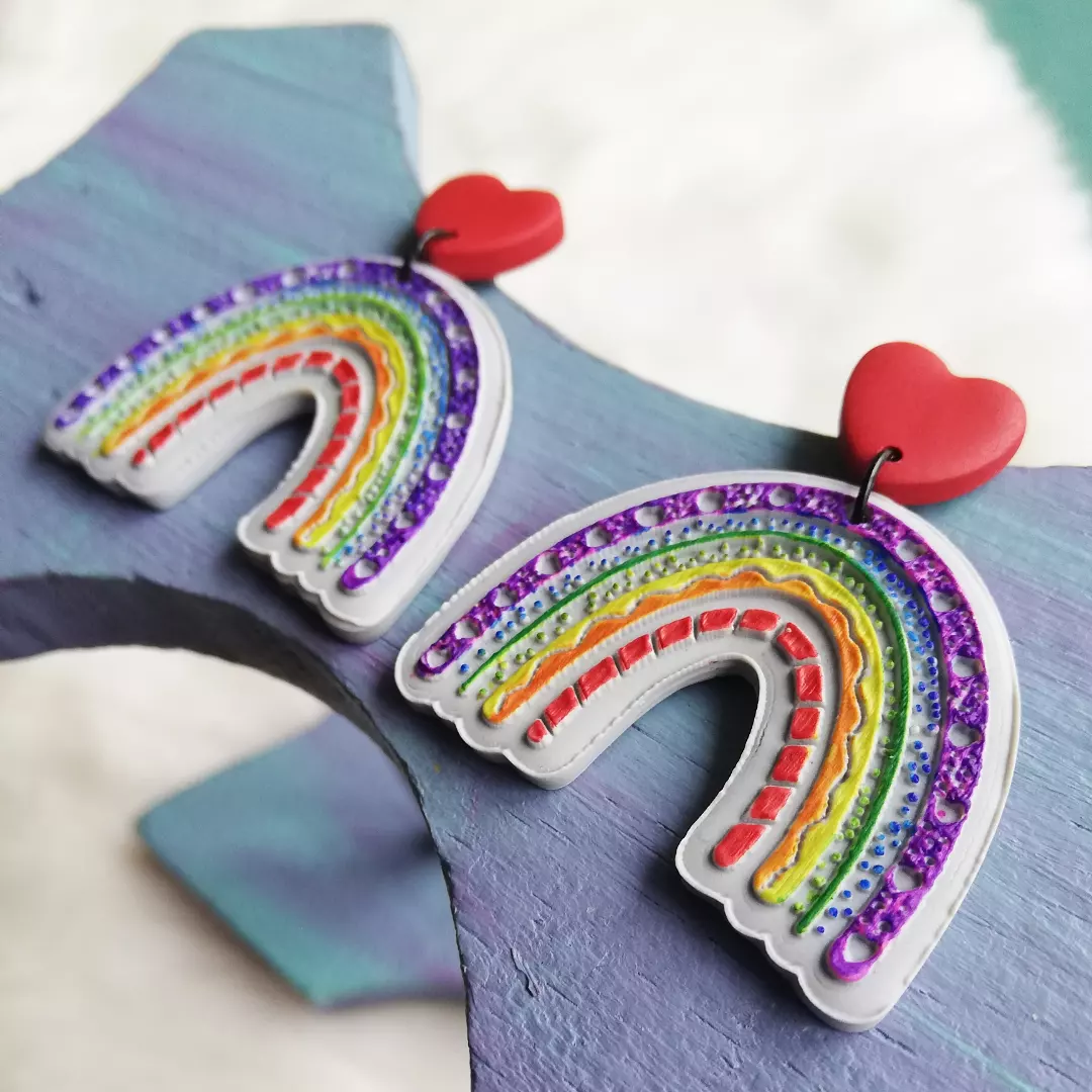 Paku Malzeme - Plastik mini kalıp Love Rainbow; 3,2*4,0 cm (1)