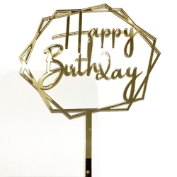Others - Acrylic cake topper HAPPY BIRTHDAY-2 Gold;13*17 cm