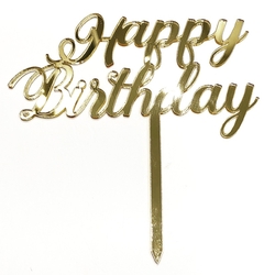 Others - Acrylic cake topper HAPPY BIRTHDAY-3 Gold;14*16 cm