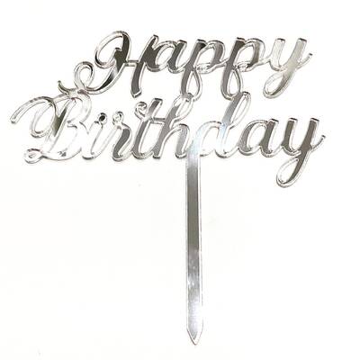 Pleksi pasta süsü HAPPY BIRTHDAY-3 Gümüş;14*16 cm