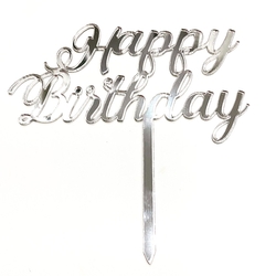 Others - Acrylic cake topper HAPPY BIRTHDAY-3 Silver;14*16 cm