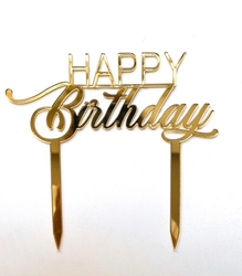 Others - Acrylic cake topper HAPPY BIRTHDAY-4 Gold;15*18 cm