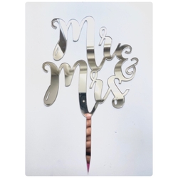 Others - Acrylic cake topper MR&MRS-1 Silver;13*18 cm