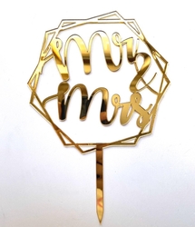Diğer - Pleksi pasta süsü MR&MRS-3 Gold;13*18 cm