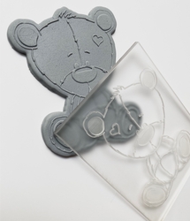 Paku Malzeme - Pop-it acrylic stamp Cute Teddy Bear-3; 10,0*8,0 cm