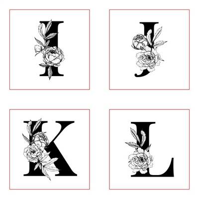 Pop-it acrylic stamp FLORAL ALPHABET (each 5,5 cm in height); 8,0*8,0 cm
