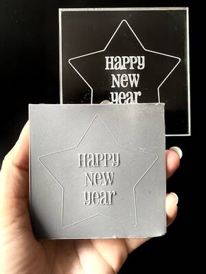 Pop-it acrylic stamp Star HAPPY NEW YEAR; 8*8 cm