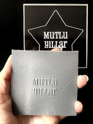 Paku Malzeme - Pop-it acrylic stamp Star MUTLU YILLAR; 8*8 cm