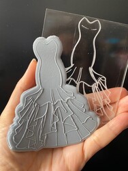 Paku Malzeme - Pop-it stamp kaşe BRIDAL GOWN; 10,0*8,0 cm