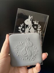 Paku Malzeme - Pop-it stamp kaşe Bunny Wreath; 8,0*8,0 cm