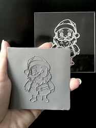Paku Malzeme - Pop-it acrylic stamp cute Santa; 8*8 cm