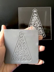  - Pop-it acrylic stamp EMBOSSED TREE; 8,0*8,0 cm