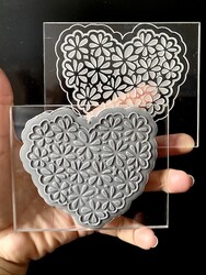 Paku Malzeme - Pop-it acrylic stamp EMROIDED HEART; 10x8 cm