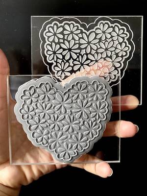 Pop-it stamp kaşe EMROIDED HEART; 10x8 cm