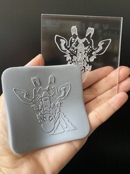 Paku Malzeme - Pop-it stamp kaşe GIRAFFE Zürafa; 8,0*8,0 cm