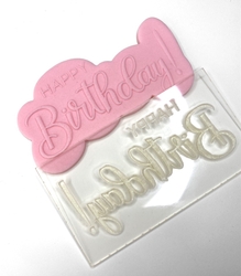 Paku Malzeme - Pop-it stamp kaşe HAPPY BIRTHDAY; 10,2*5,6 cm