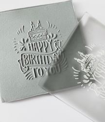 Paku Malzeme - Pop-it acrylic stamp Happy Birthday-4; 8,0*8,0 cm