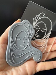 Paku Malzeme - Pop-it stamp kaşe HIJAB WOMAN; 10,0*8,0 cm