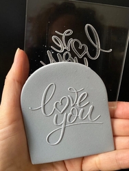 Paku Malzeme - Pop-it stamp kaşe I LOVE YOU-2; 8,0*8,0 cm