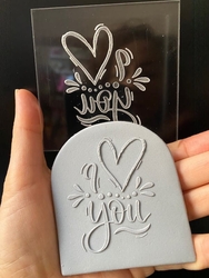 Paku Malzeme - Pop-it stamp kaşe I Love You; 8,0*8,0 cm