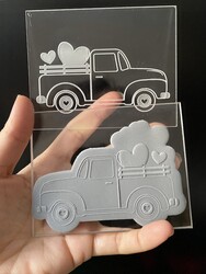 Paku Malzeme - Pop-it stamp kaşe Love Truck; 10,0*8,0 cm