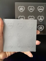 Paku Malzeme - Pop-it stamp kaşe Mini Candy Hearts ; 10,0*10,0 cm