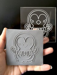  - Pop-it acrylic stamp PENGUIN; 8,0*8,0 cm